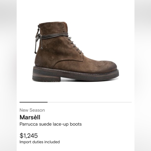 $1,245 Marsèll Men’s suede lace-up boots in Chestnut - Picture 6 of 16